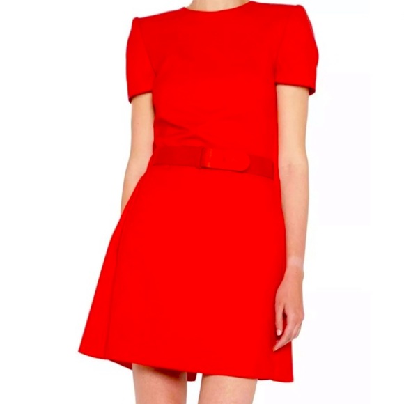 Alexander McQueen Dresses & Skirts - Alexander McQueen Cape Red Wool & Silk Mini Dress